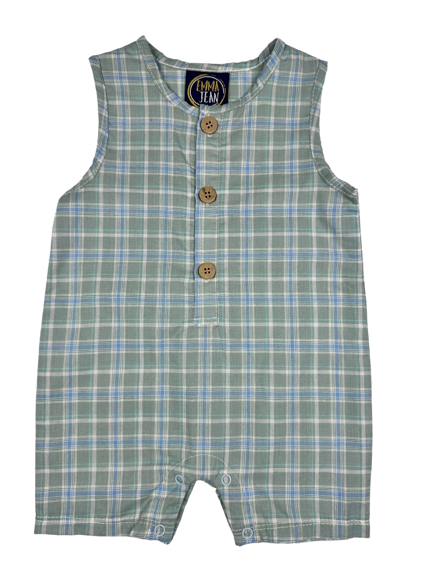 Sage Plaid Romper