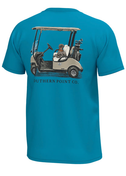 Southern Point Youth Tee Hawaiian Blue With Golf Cart