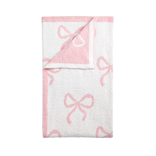Pink Chenille Bow Blanket
