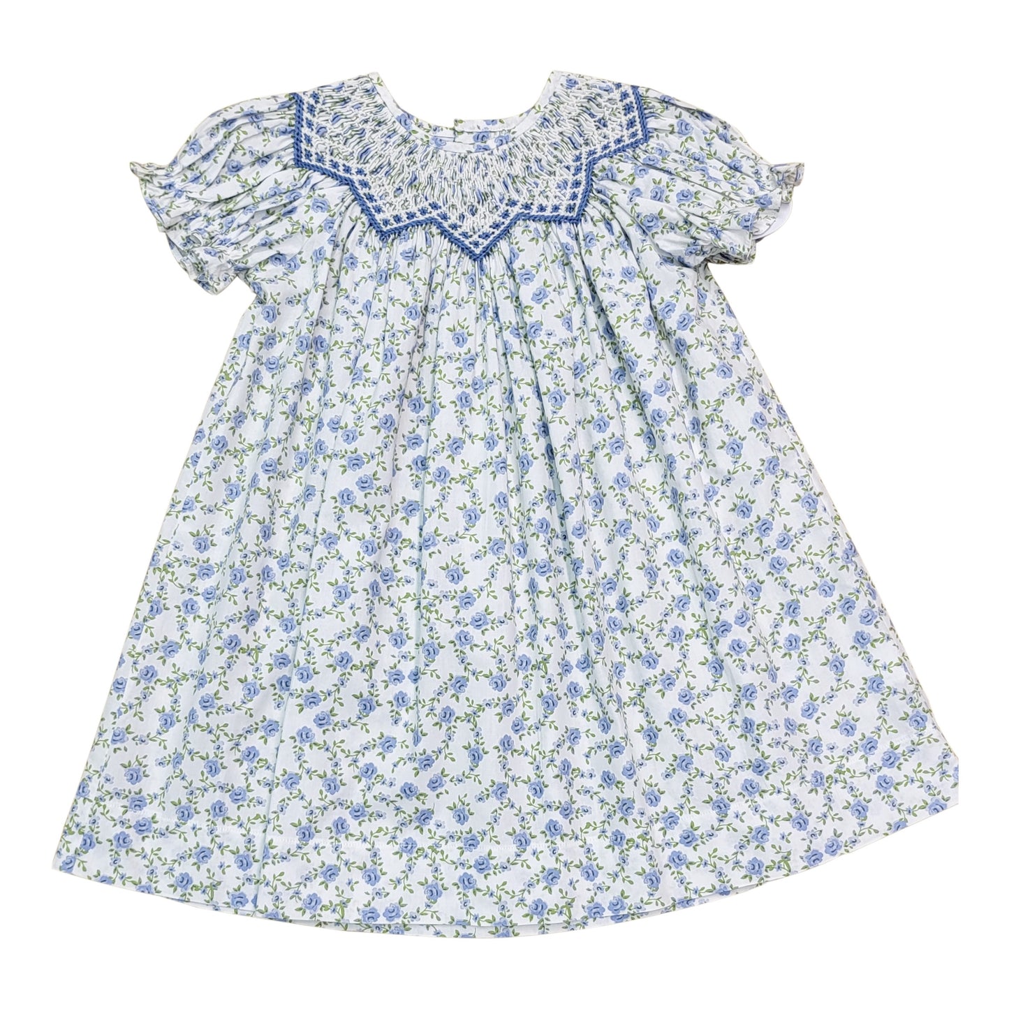 Jessica Blue Floral Smocked Dress