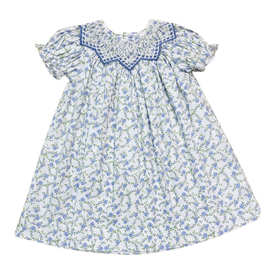Jessica Blue Floral Smocked Dress