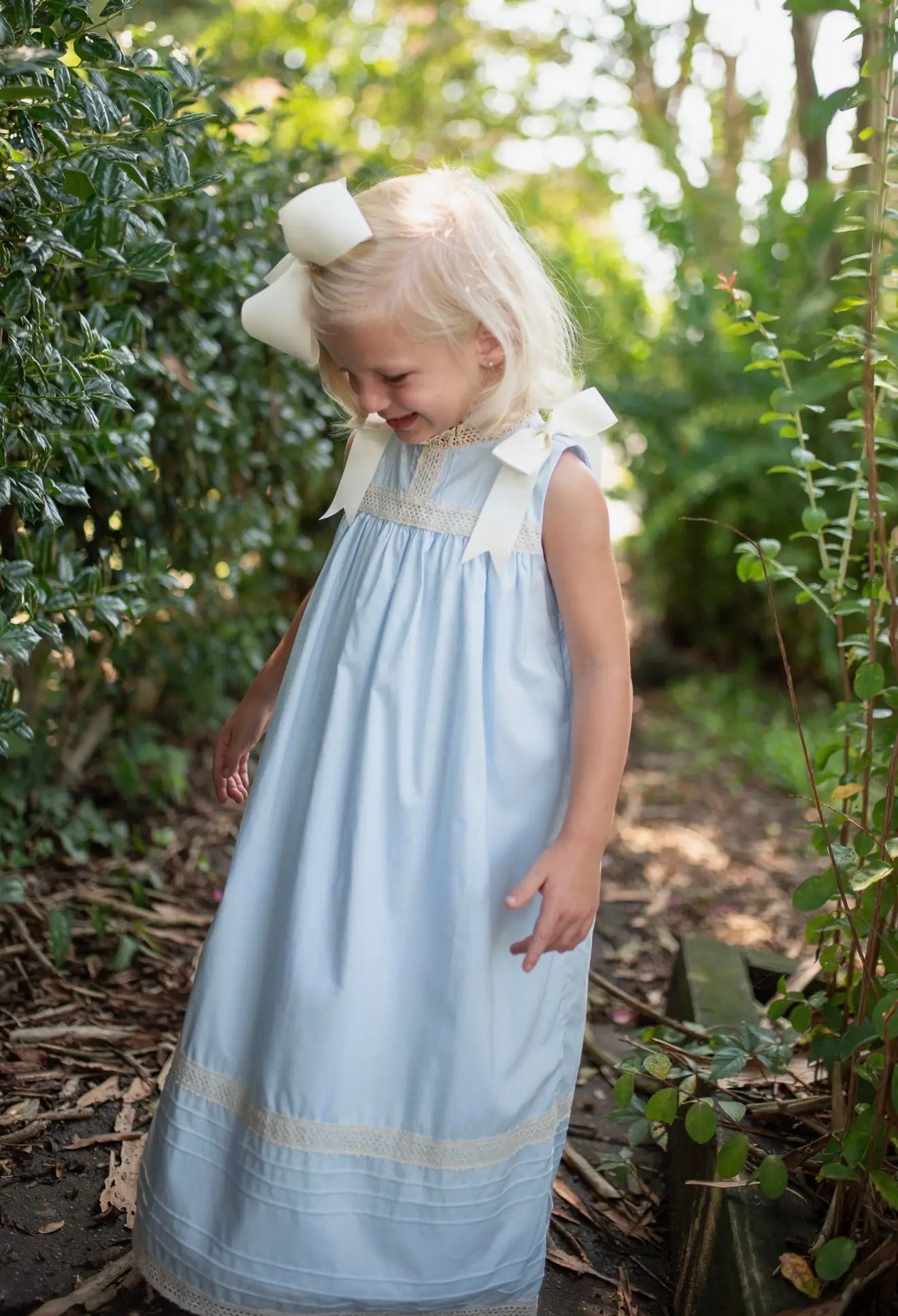 Cambridge Blue Sleeveless Heirloom Dress