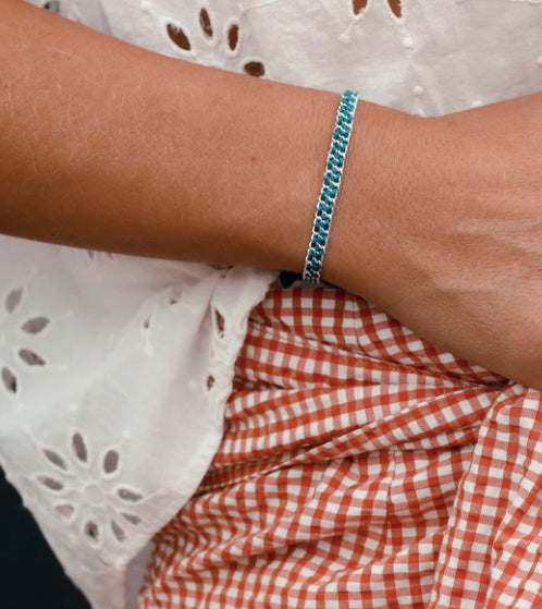 Purple and Teal Silver Bracelets