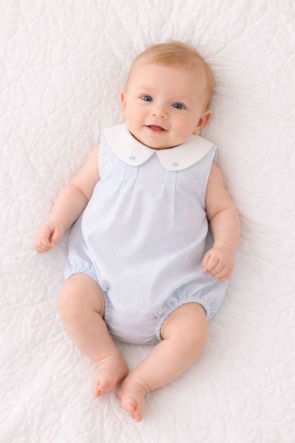 Blue Boys Bubble with Peter Pan Collar