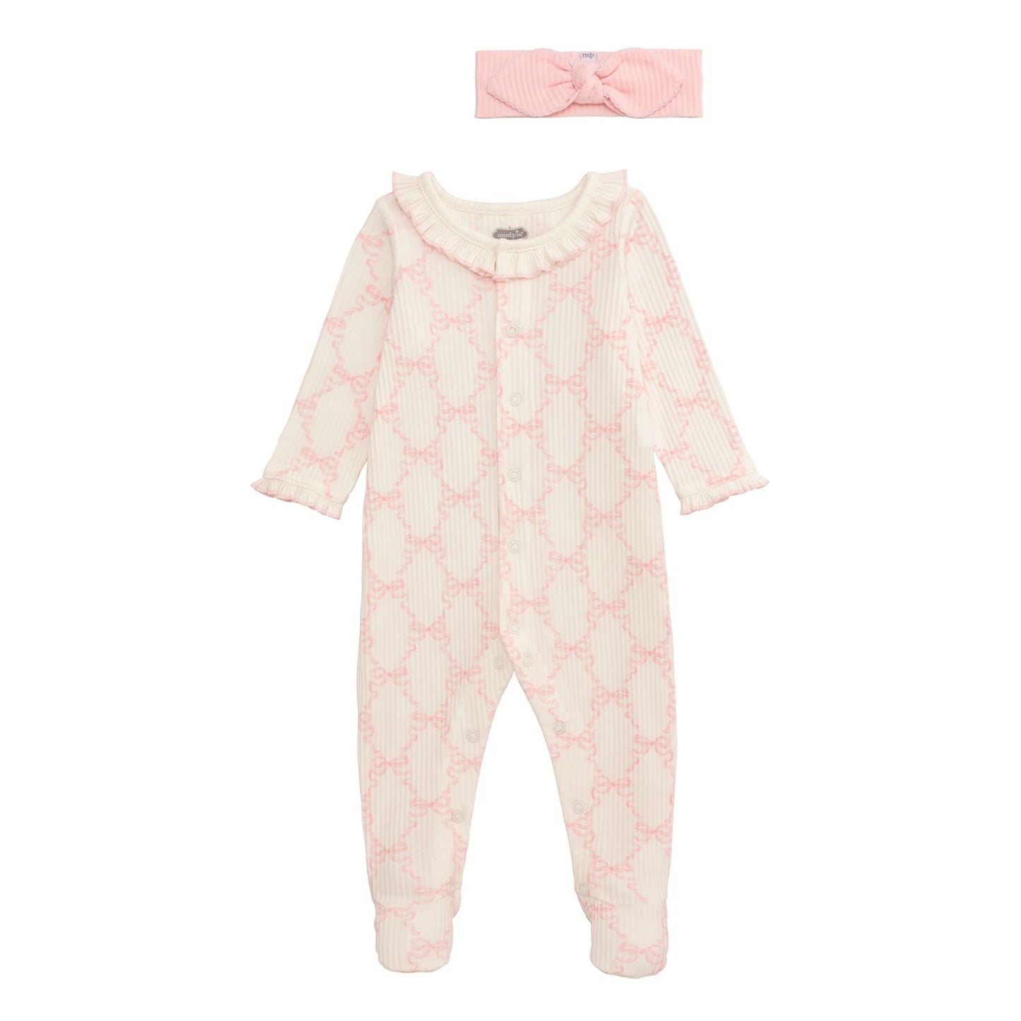 Bow Print Sleeper with Headband Set