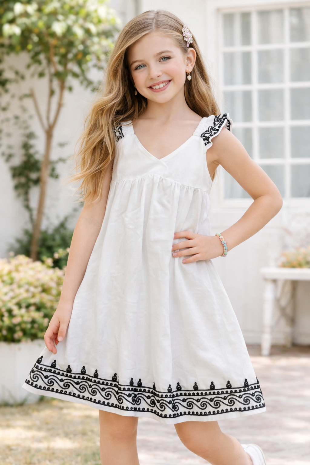 Ivory Garden Embroidered Dress