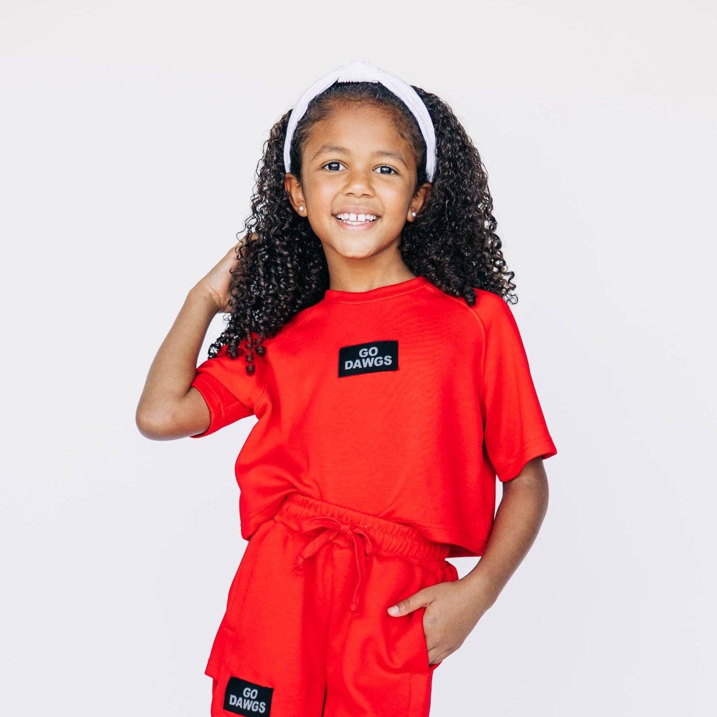 The Kristen Airy Tee Go Dawgs Woven Label | Youth Bright Red