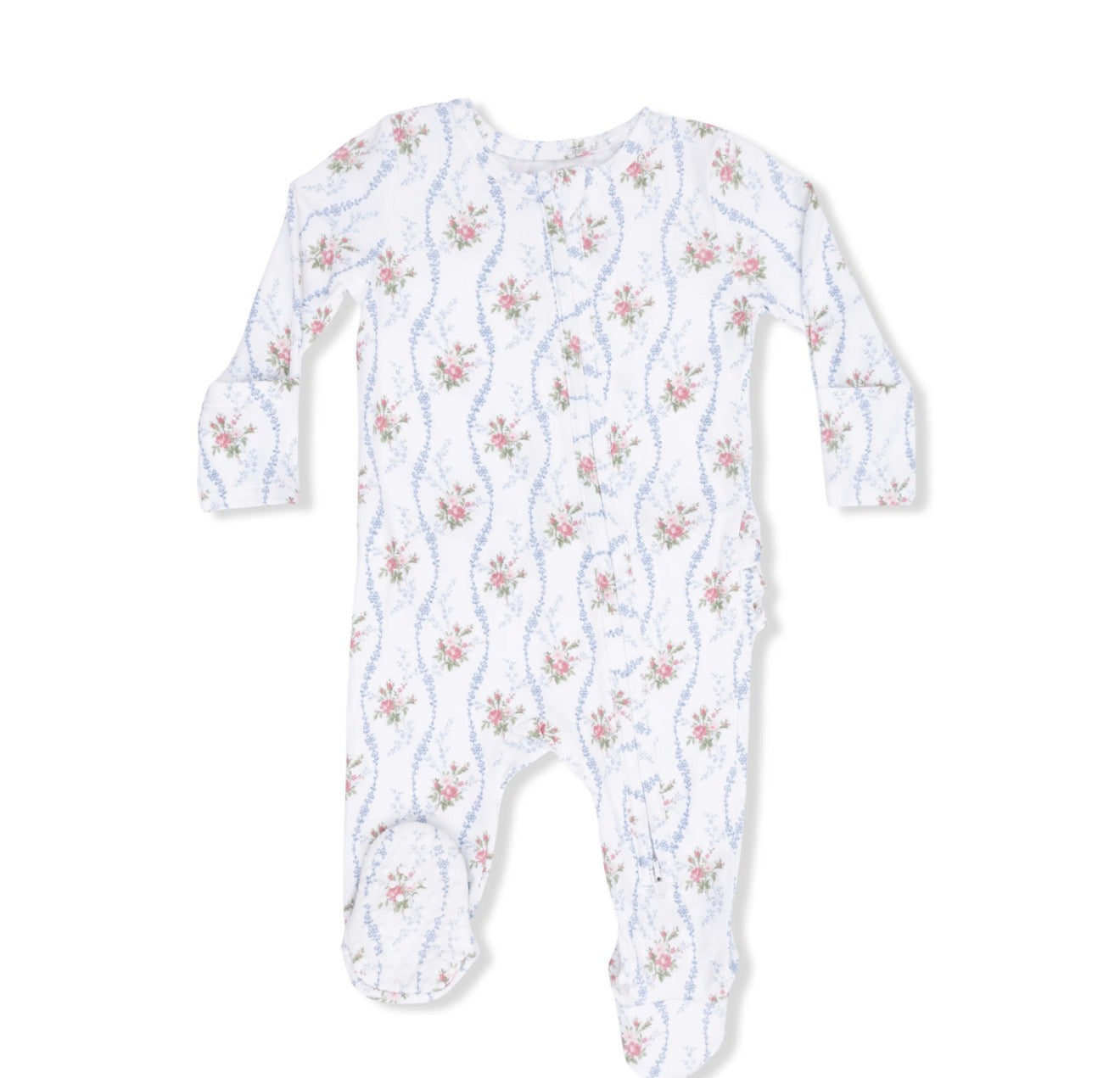 Heirloom Rose Stripe 2 Way Zipper Footie