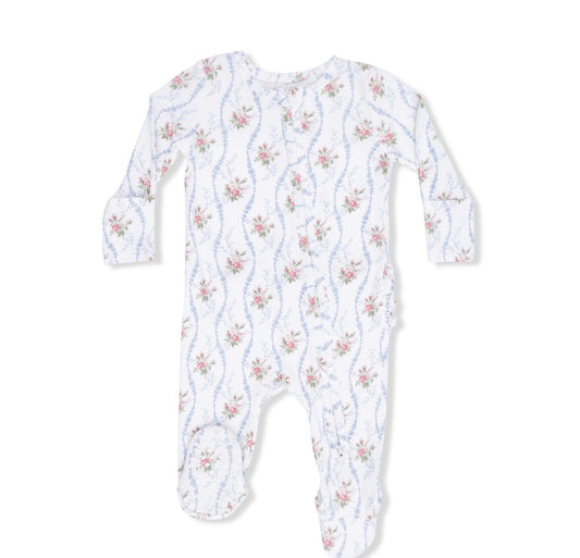 Heirloom Rose Stripe 2 Way Zipper Footie