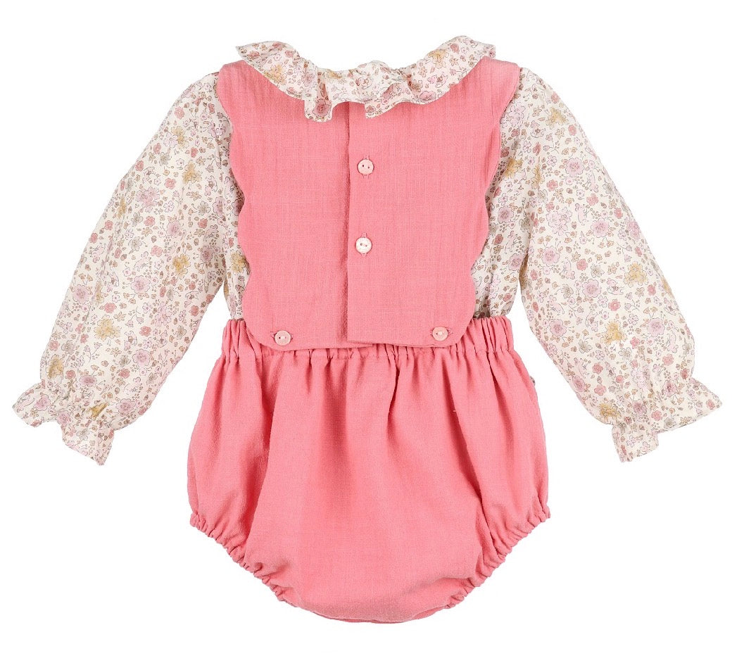 Pink Bubble + Floral Blouse Set