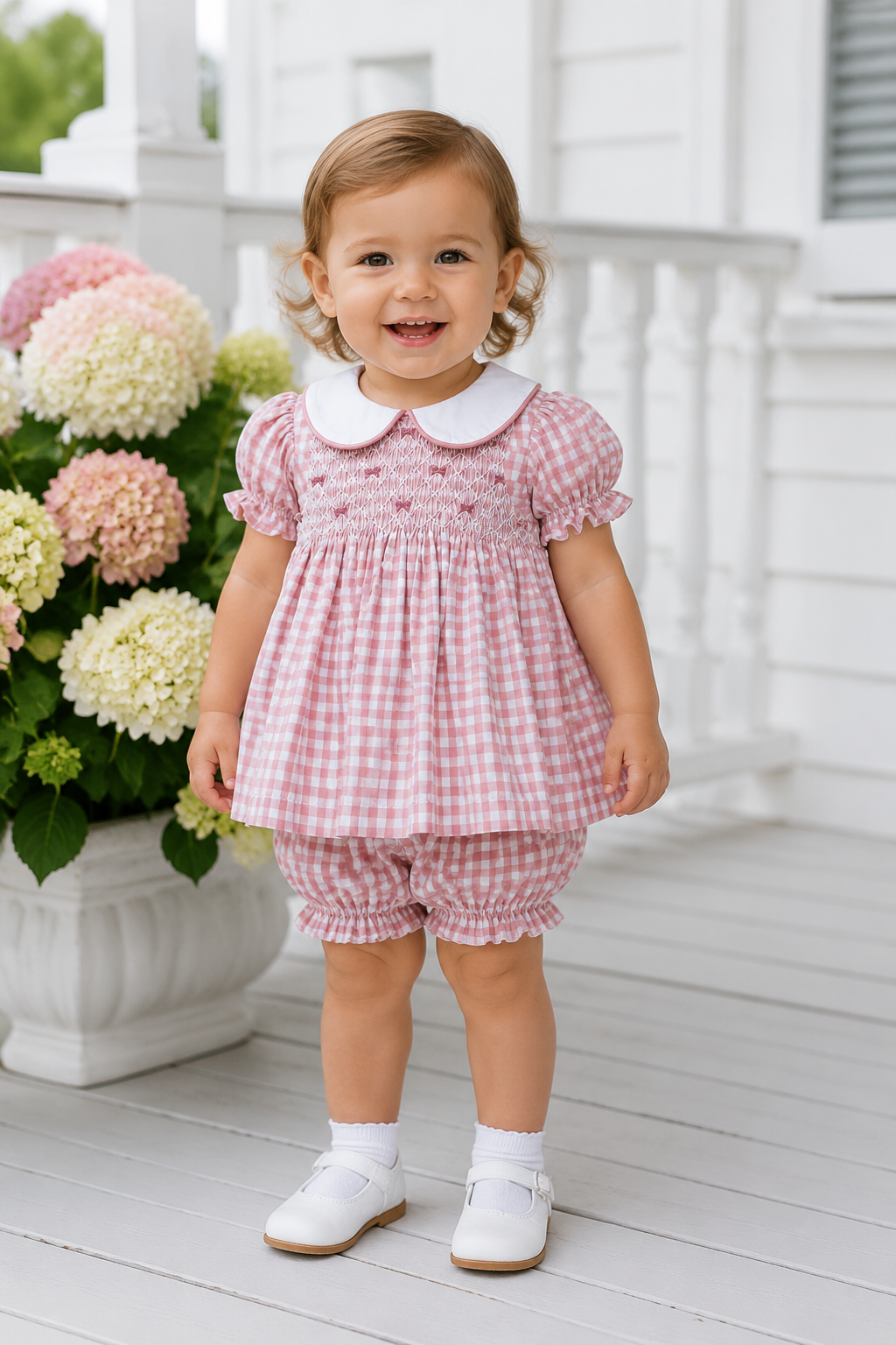 Sugarplum Smocked Bow Bloomer Set