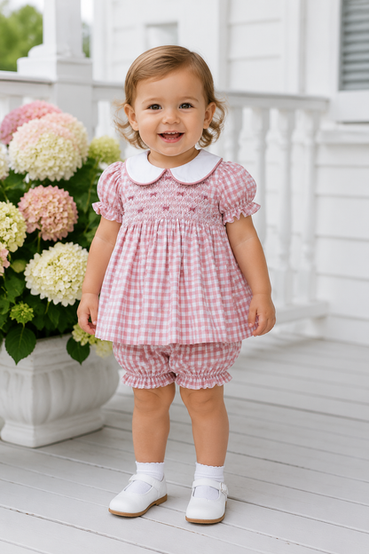 Sugarplum Smocked Bow Bloomer Set