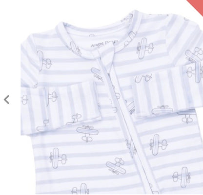 Airplane Stripe 2way Zipper Footie