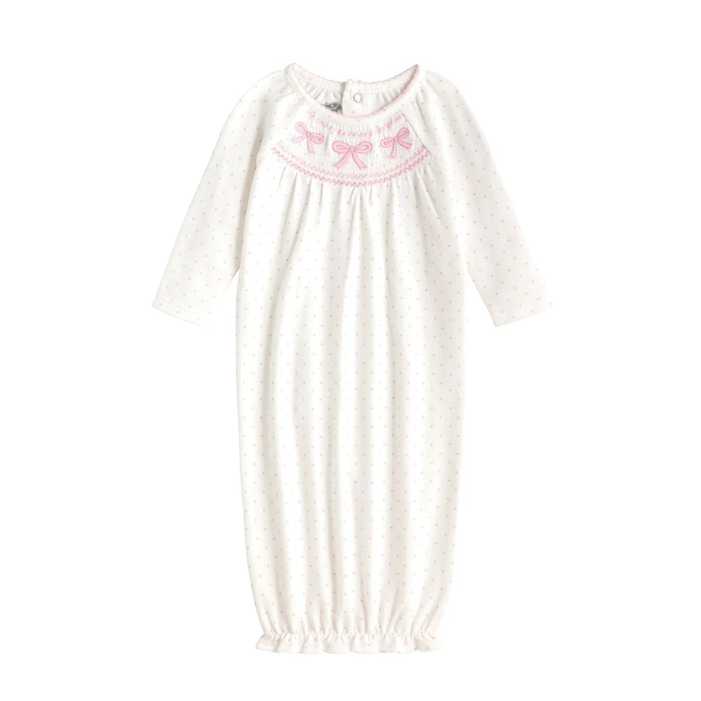 Smocked Bow Layette Gown