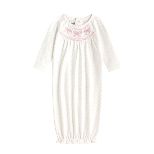 Smocked Bow Layette Gown