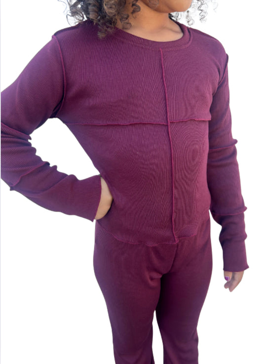 Maroon Ribbed Longsleeve Top
