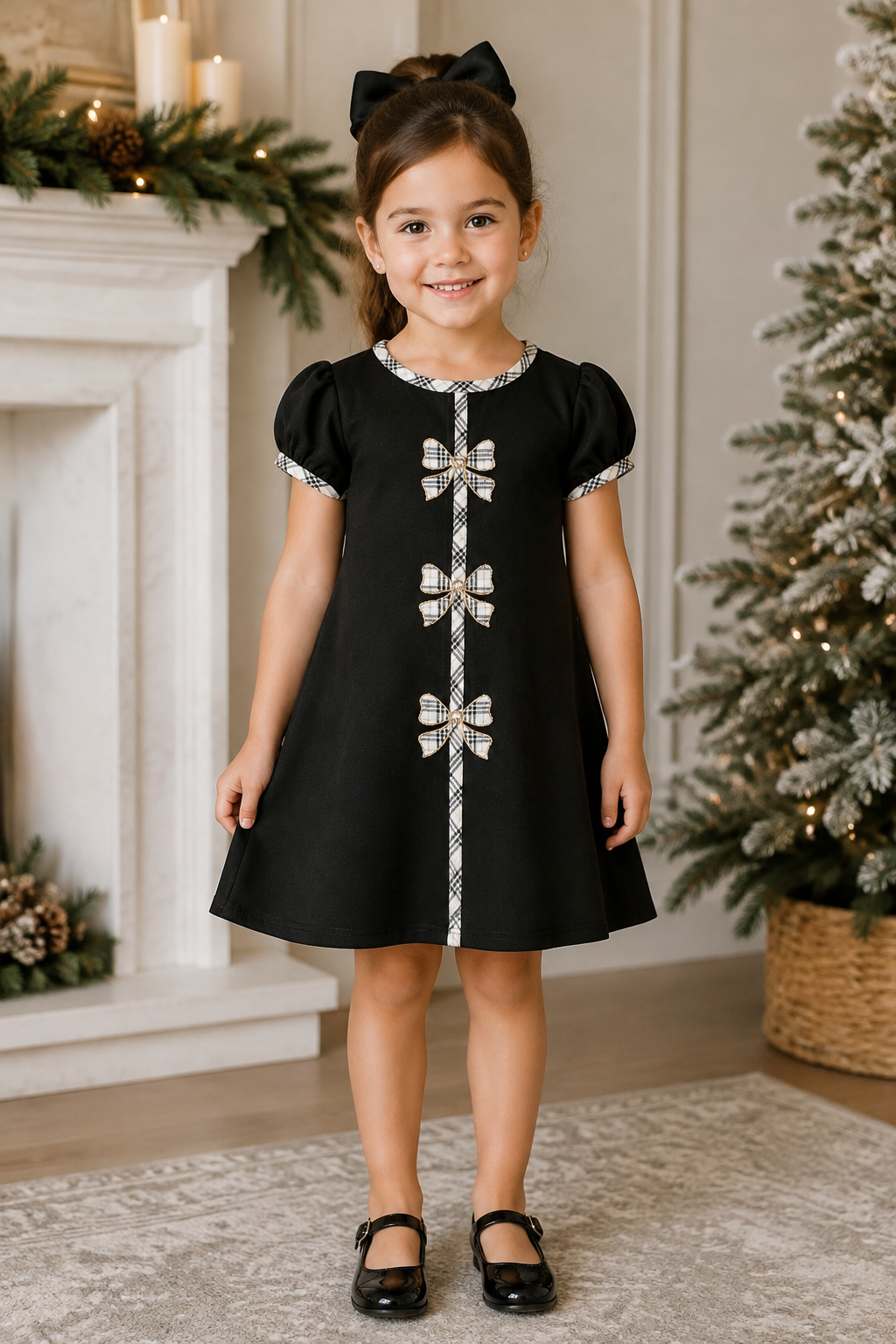 Holly Bow Dress Black