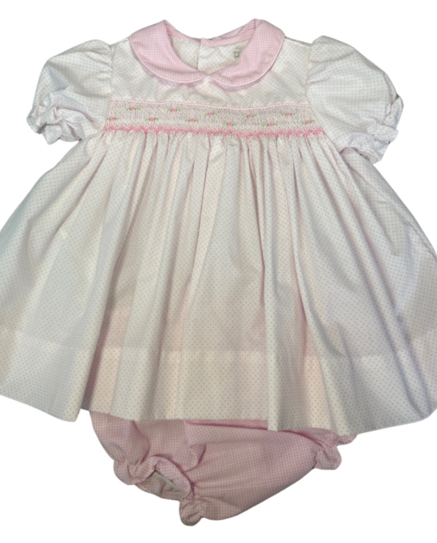 Pink Dot Smock Dress with Bloomers