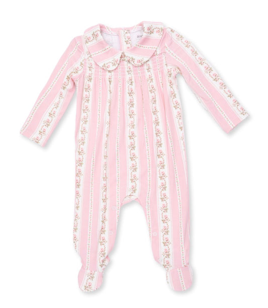Antionette Stripe Peter Pan Smocked Snap Footie
