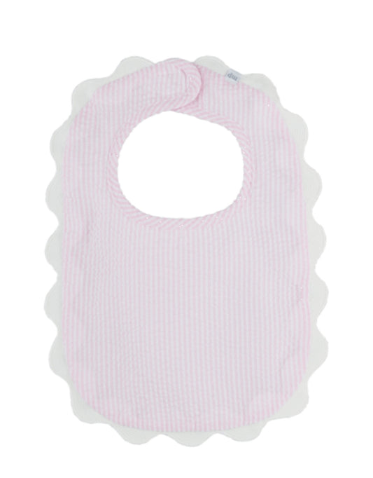 Pink Seersucker Scallop Bib