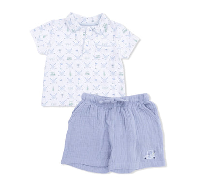 Golf Trellis Blue With Casual Short