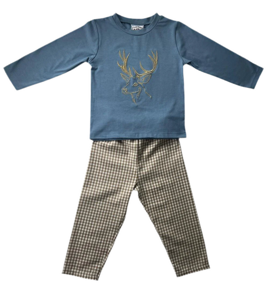 Deer Embroidered Pant Set