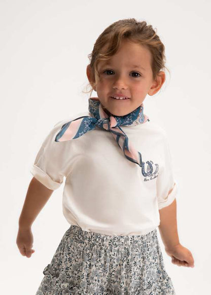 Tee with Printed Scarf
