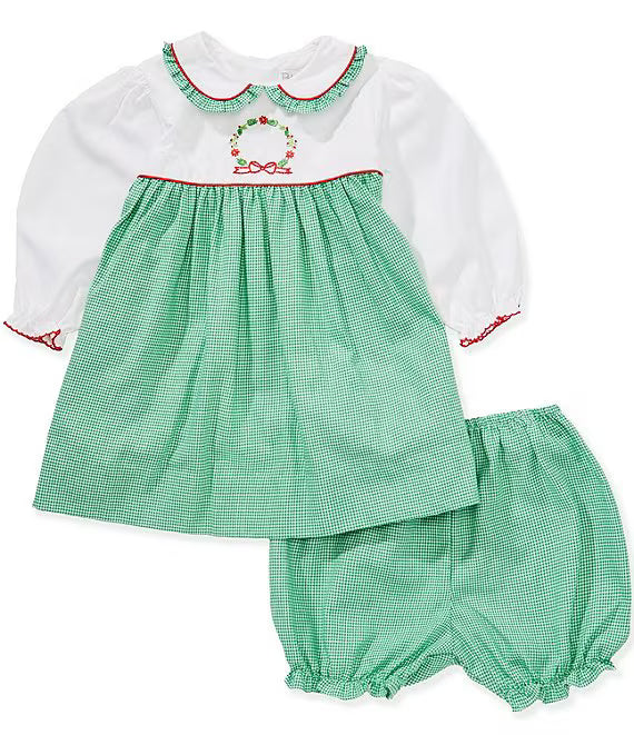 Holiday Wreath Hand Embroidered Christmas Dress