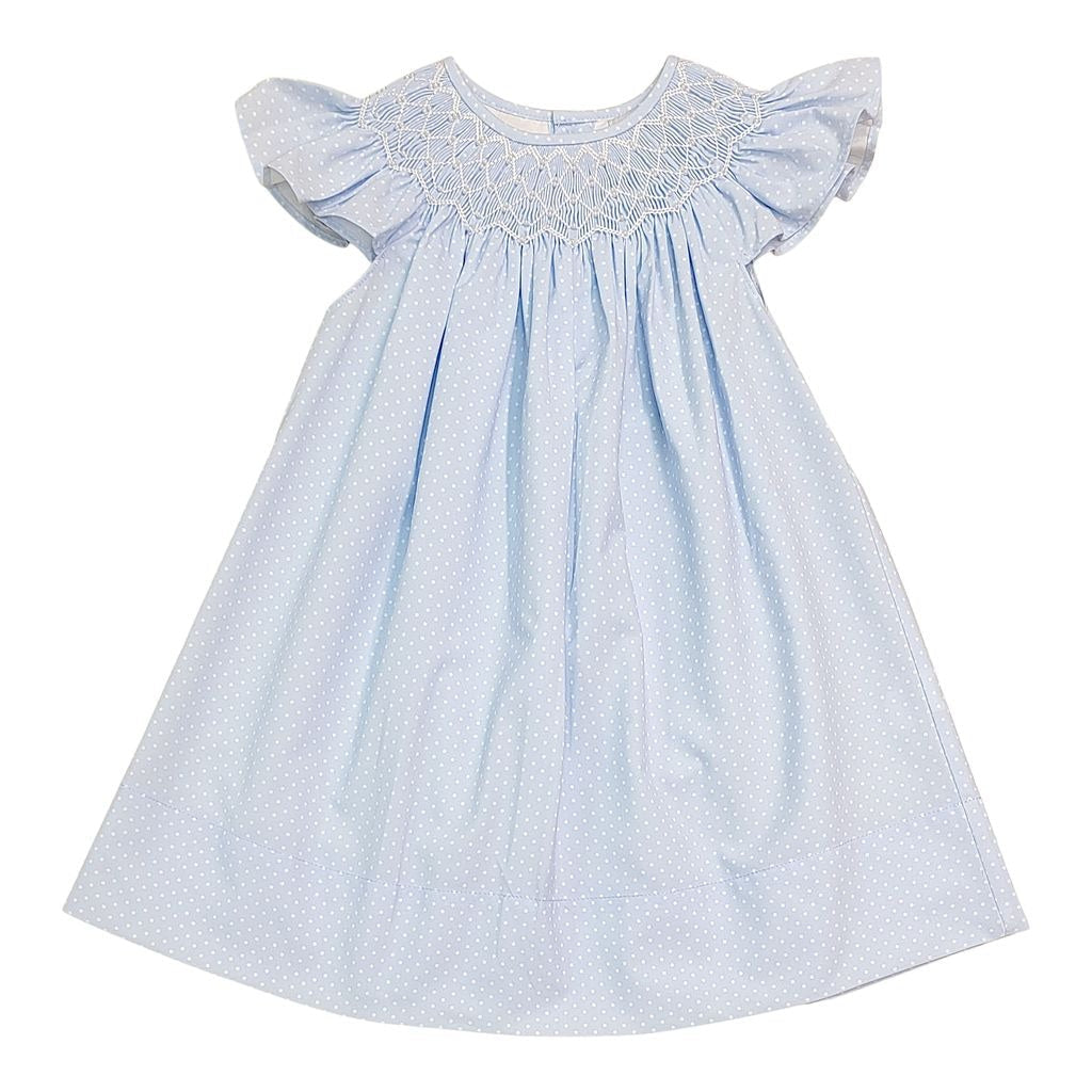 Cathy Blue Polka Dot Pearl Smock