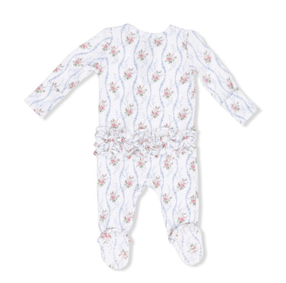 Heirloom Rose Stripe 2 Way Zipper Footie