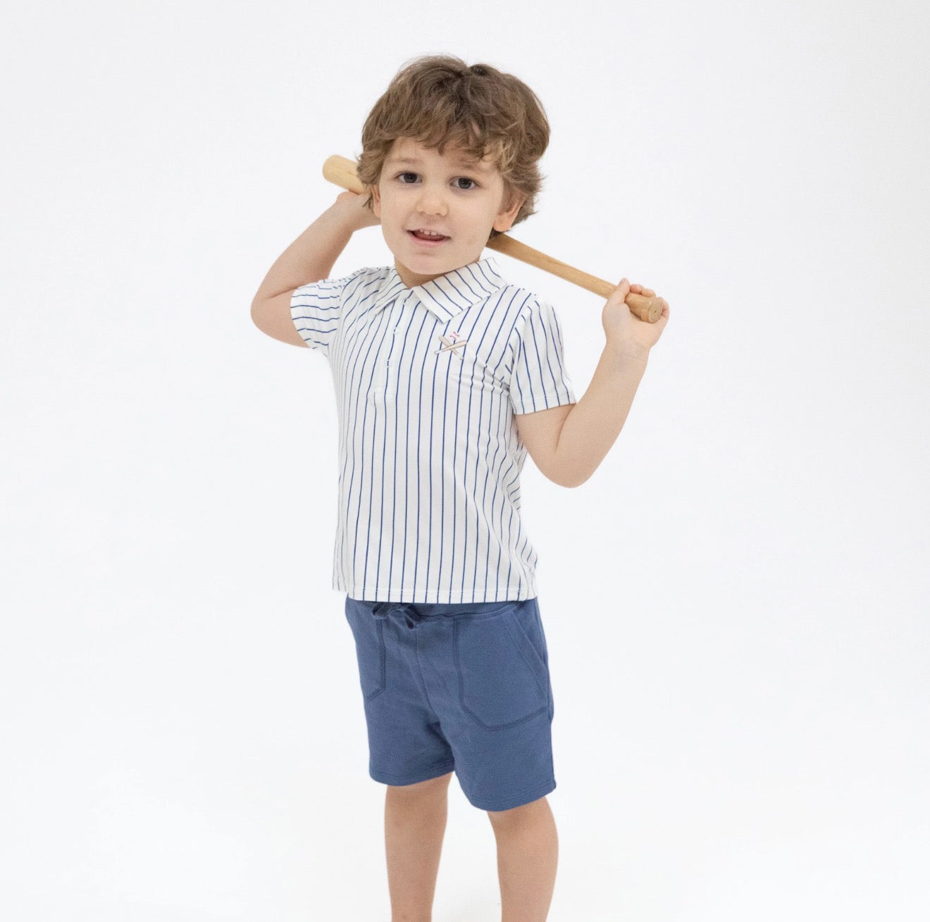 Baseball Stripe Polo With Shorts