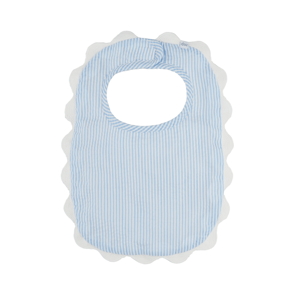 Blue Seersucker Scallop Bib