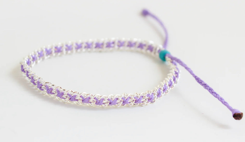 Purple and Teal Silver Bracelets