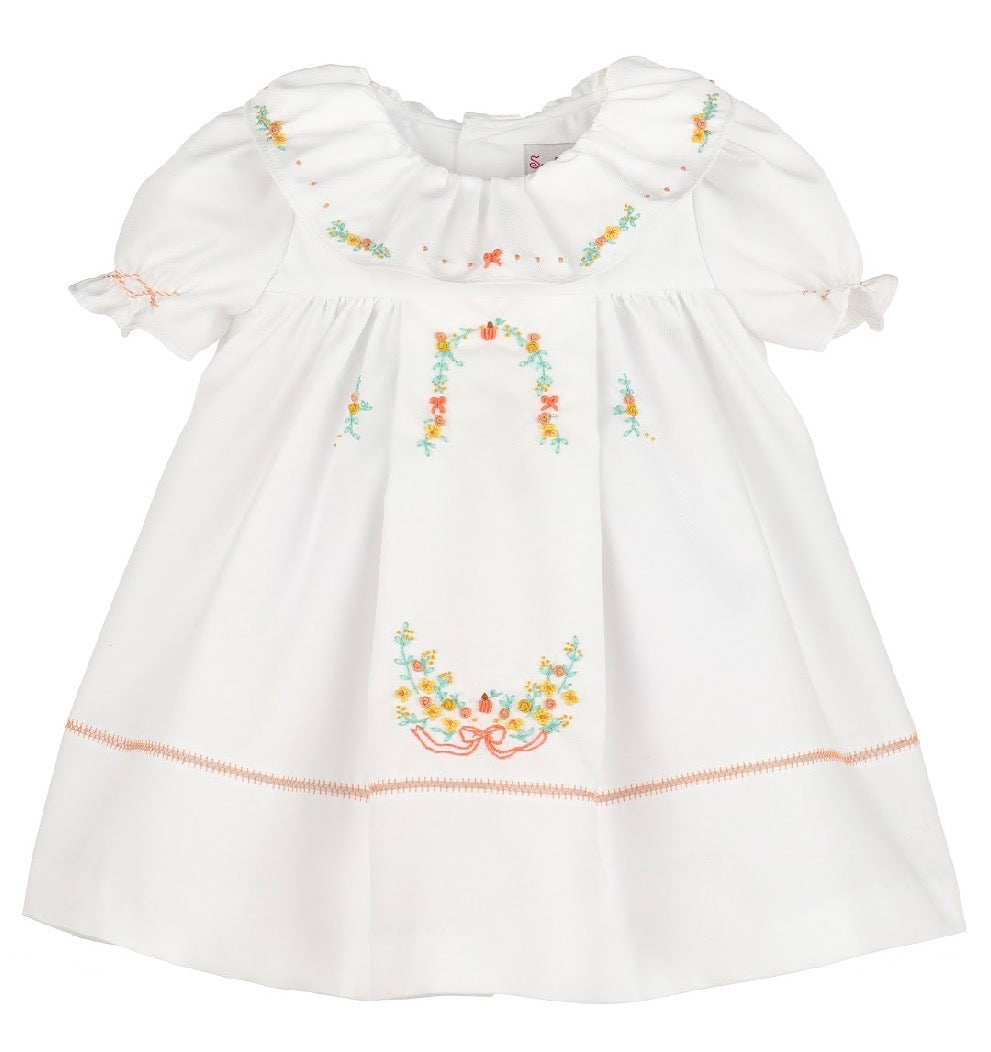 White Embroidered Floral Dress