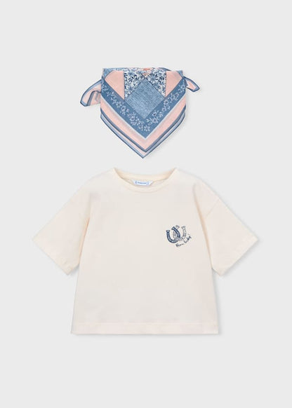 Tee with Printed Scarf