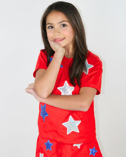 Sequin Star Appliqué Top