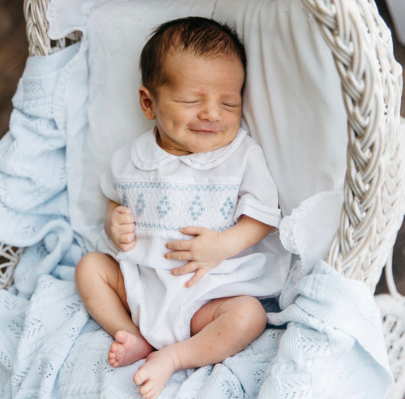 Smocked Embroidered Bubble