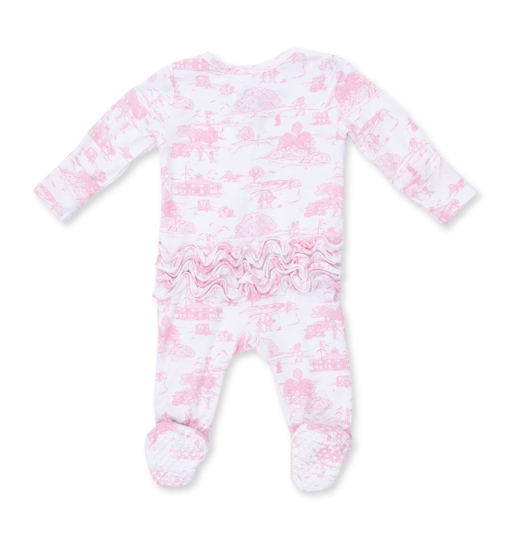 Golf Pink Toile 2 Way Zipper Footie