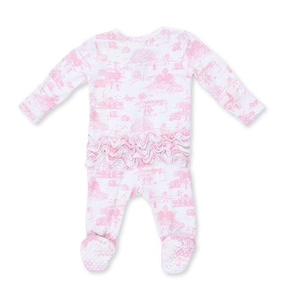 Golf Pink Toile 2 Way Zipper Footie
