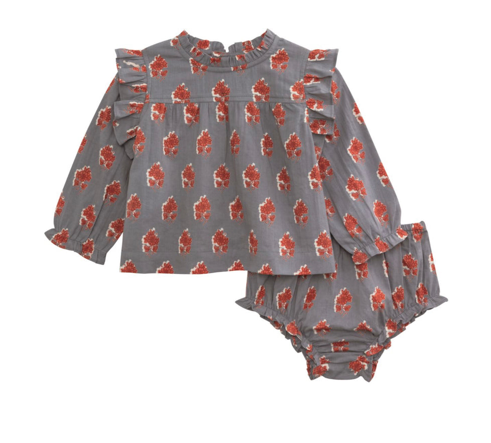 Fall Floral Pinafore Bloomer Set
