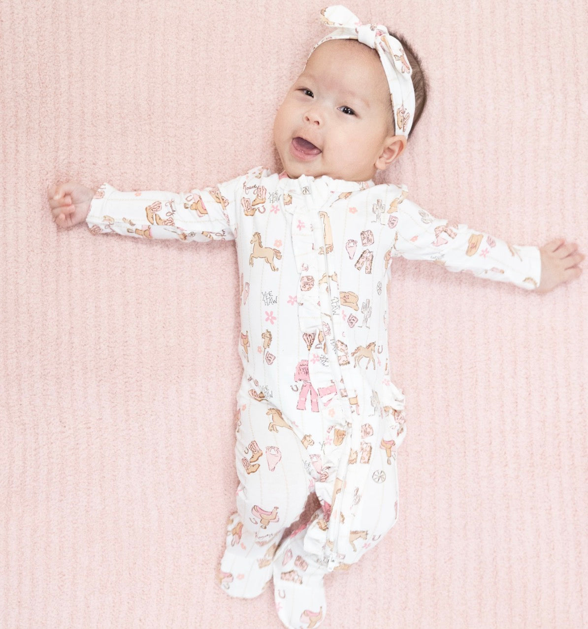 Cowgirl Nursery Ruffle 2 Way Zipper Footie
