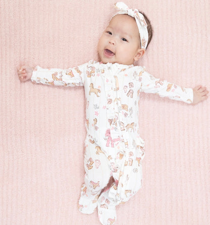 Cowgirl Nursery Ruffle 2 Way Zipper Footie