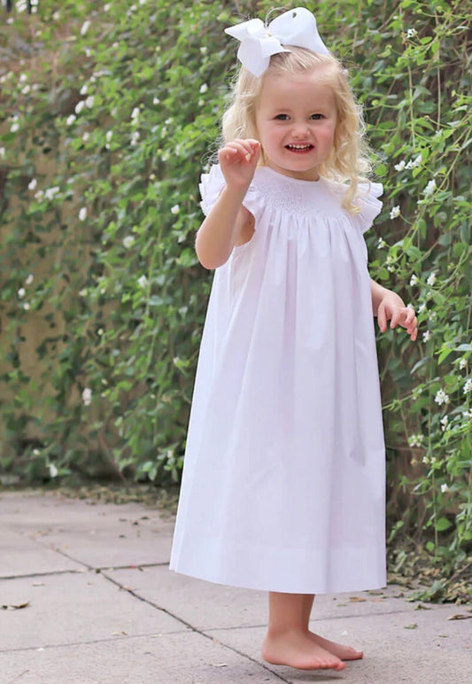 Catherine Pearl White Smocked Dresd