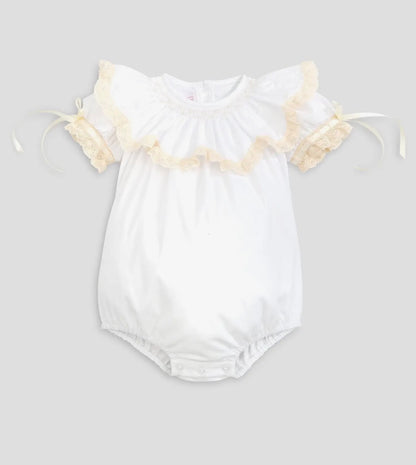 Lancaster Beaded Bishop Collar White Sleeved Girls Bubble