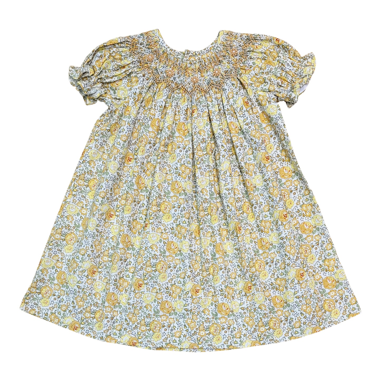 Jacqueline Yellow Floral Smocked Dress