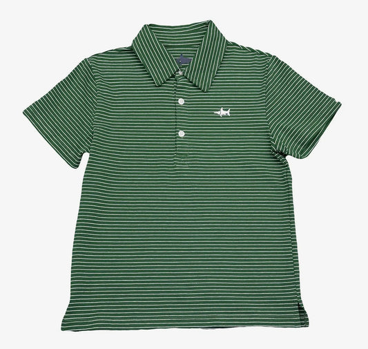 Banks Boys SS Polo Green/White Stripe