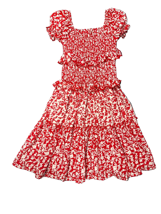 Red and White Aster Diana Dress