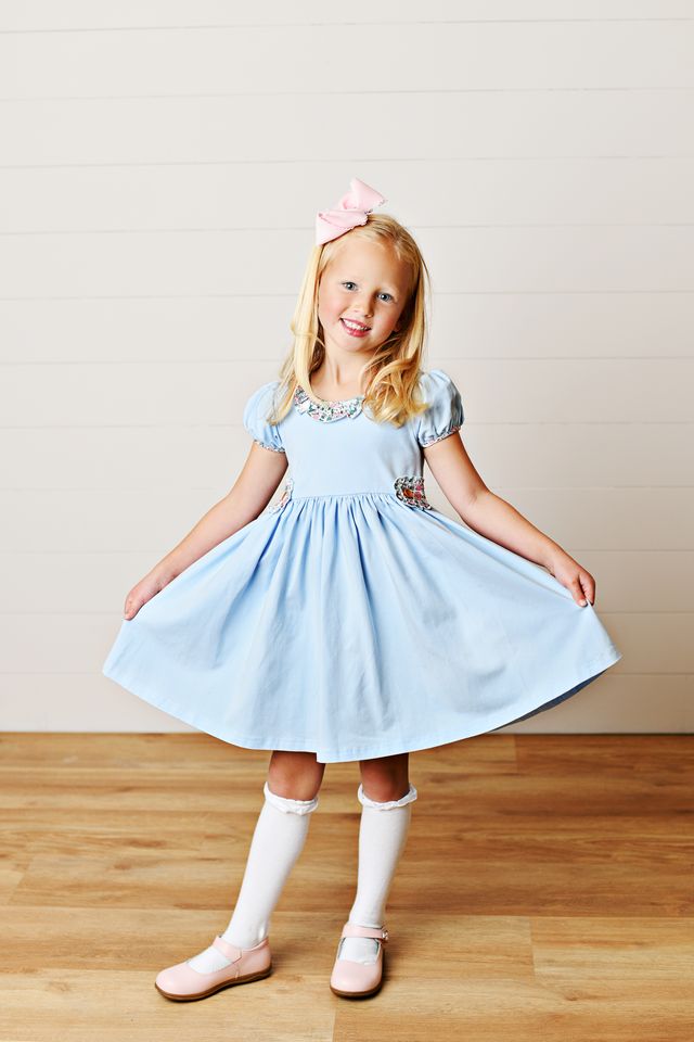 Blue Floral Tab Dress