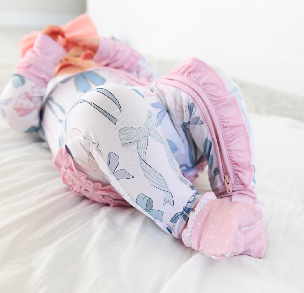 Sweet a Bow Ruffle Zipper Converter Footie