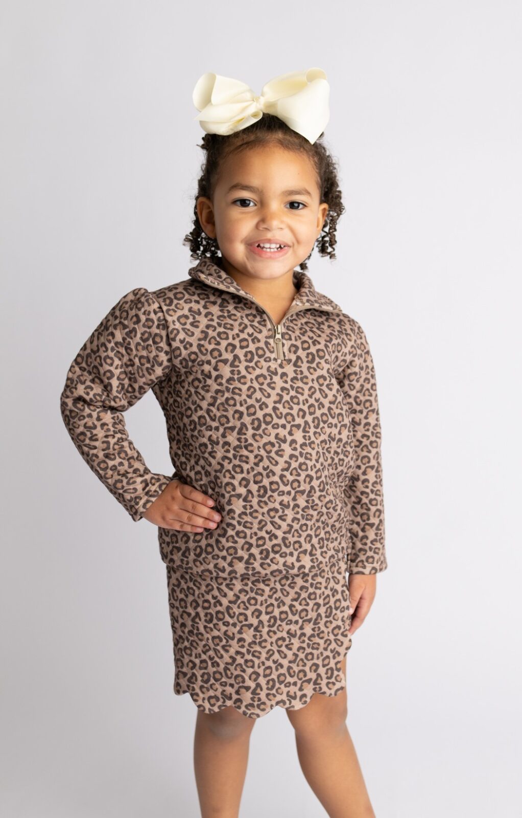 Kassidy Scalloped Skort Set - Leopard